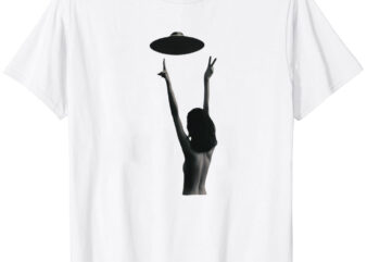 Woman Peace UFO Good Vibes Art by Cult Class T-Shirt