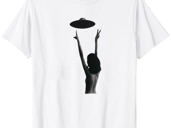 Woman peace ufo good vibes art by cult class t-shirt