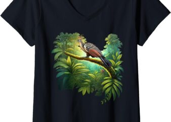 Womens Hoatzin Bird South American Wildlife Rare Bird Lover Stink V-Neck T-Shirt