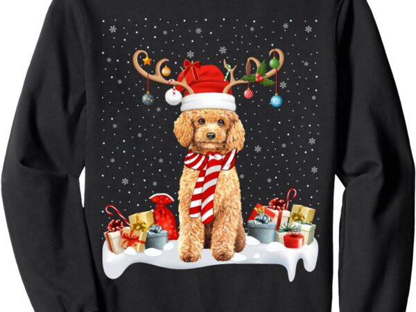 Xmas lights reindeer santa hat toy poodle dog christmas sweatshirt