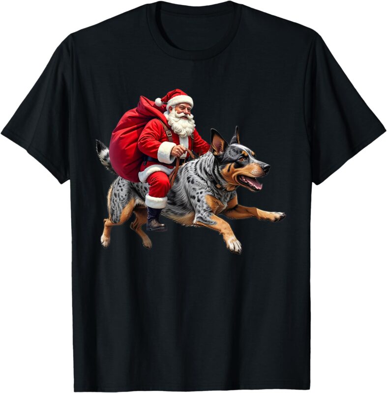 Xmas Santa Australian Cattle Dog Christmas T-Shirt