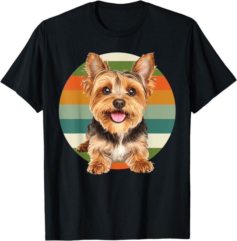 Yorkshire Terrier Dog Yorkie Retro Look Circle Moms Dads T-Shirt