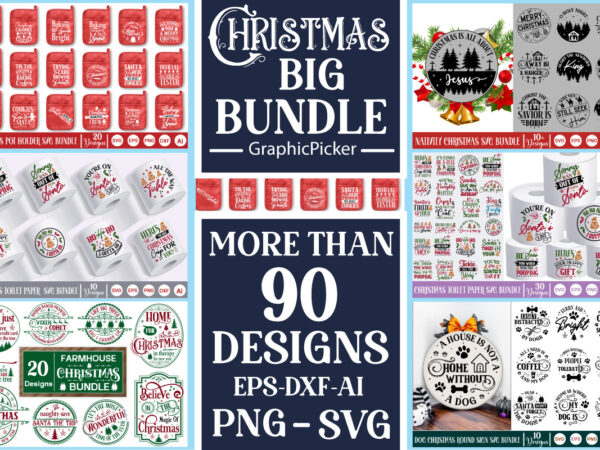 Mega christmas farmhouse bundle | christmas big bundle vol.4, christmas big bundle, christmas bundle, christmas mega bundle, christmas round t shirt designs for sale