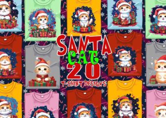 Funny Christmas Cat Santa Claus t-shirt design bundle