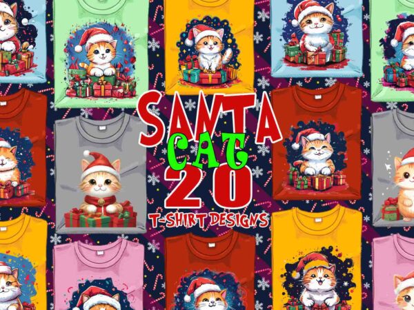 Funny christmas cat santa claus t-shirt design bundle