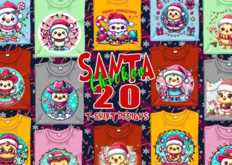 Passion Retro Christmas Chicken Santa Claus t-shirt design bundle