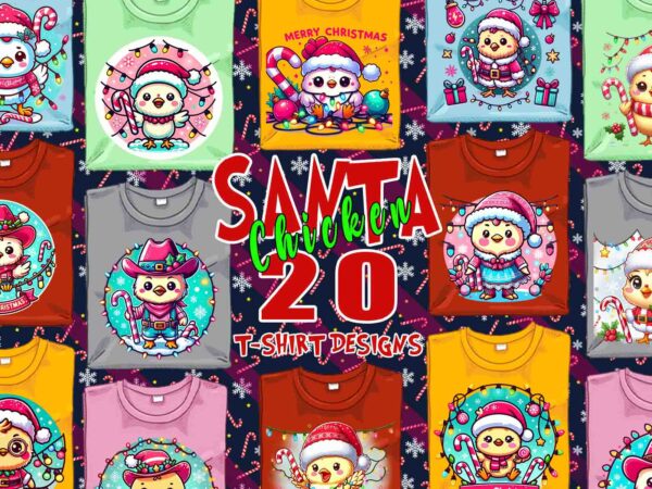 Passion retro christmas chicken santa claus t-shirt design bundle