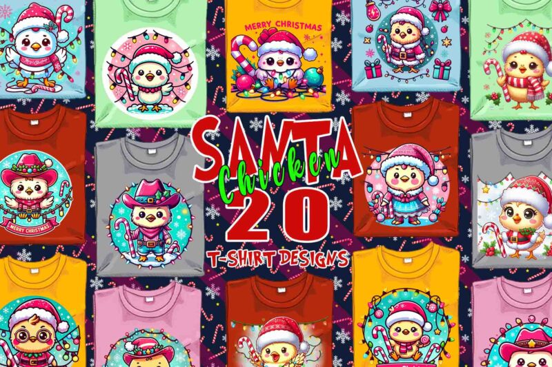 Passion Retro Christmas Chicken Santa Claus t-shirt design bundle