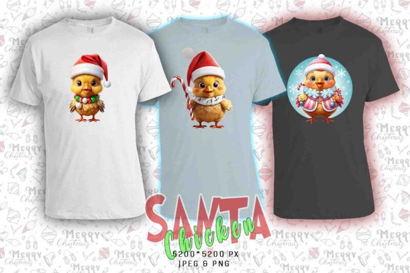 Passion Retro Christmas Chicken Santa Claus t-shirt design bundle