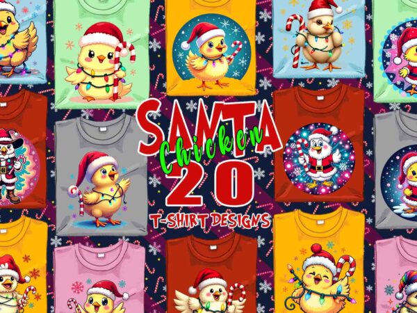 Funny christmas chicken santa claus t shirt graphic design