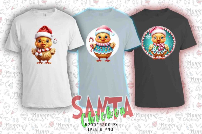 Passion Retro Christmas Chicken Santa Claus t-shirt design bundle