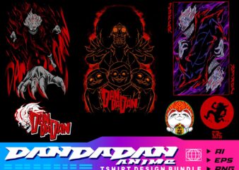 dandadan anime tshirt design bundle illustration