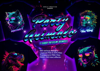 Party Animals T-shirt Designs Bundle