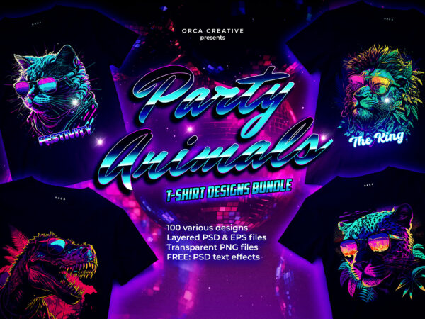 Party animals t-shirt designs bundle