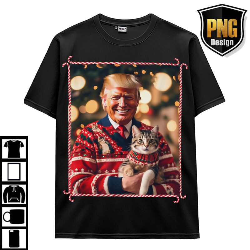 Trump 47th President 2024 PNG, Trump Make Christmas Great Again, Trump Cat PNG Download