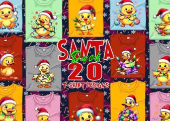 Retro Christmas Duck Santa Claus t-shirt design bundle