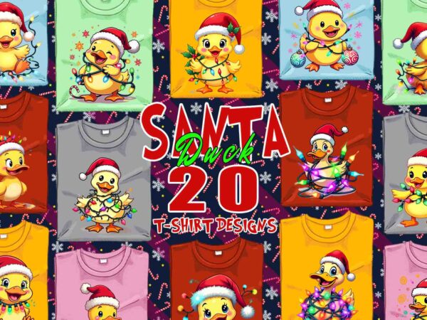 Retro christmas duck santa claus t-shirt design bundle