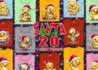 Popular Christmas Duck Santa Claus t-shirt design bundle of 20 designs – download instantly T-Shirt Design Bundle for Christmas 2024