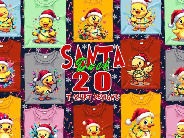 Popular christmas duck santa claus t-shirt design bundle of 20 designs – download instantly t-shirt design bundle for christmas 2024