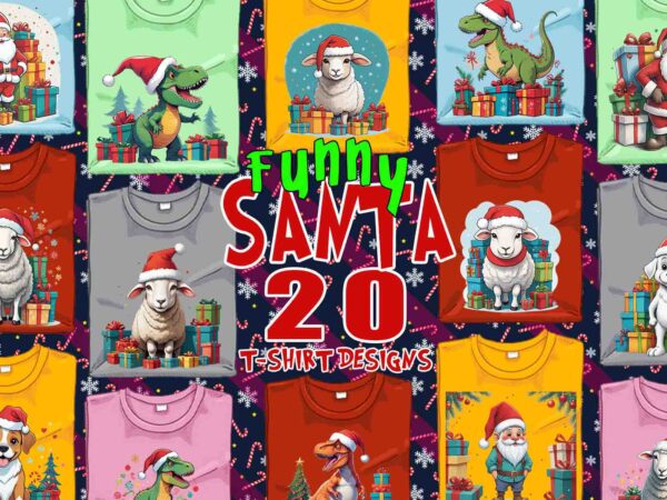 Retro animal christmas santa claus t-shirt 20 design bundle