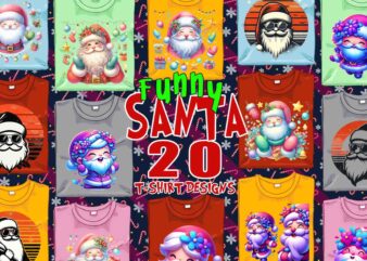 Retro Christmas Santa Claus t-shirt design bundle