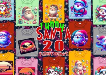 Popular Christmas Santa Claus t-shirt design bundle of 20 designs – download instantly T-Shirt Graphics Bundle