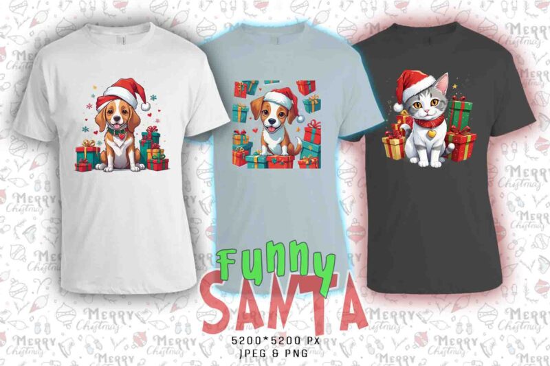 Retro Animal Christmas Santa Claus t-shirt 20 design bundle