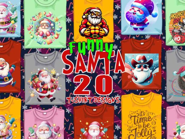 Retro christmas santa claus t-shirt design bundle of 20 designs – download instantly retro vintage t-shirt