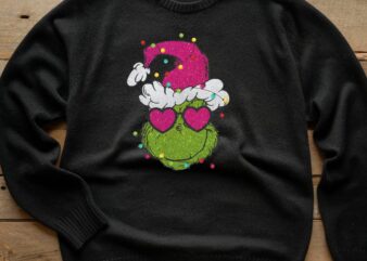 Glitter Grinch Christmas t shirt design template