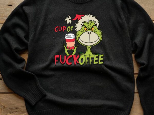 Grinch christmas coffee t shirt design template