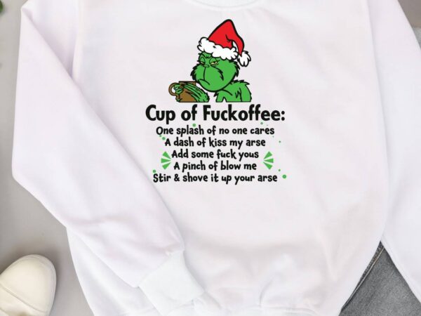 Grinch coffee christmas t shirt design template