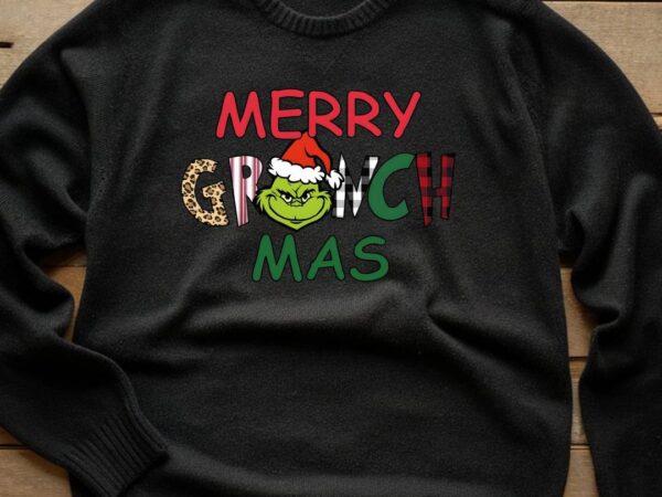 Merry grinch xmas t shirt designs for sale