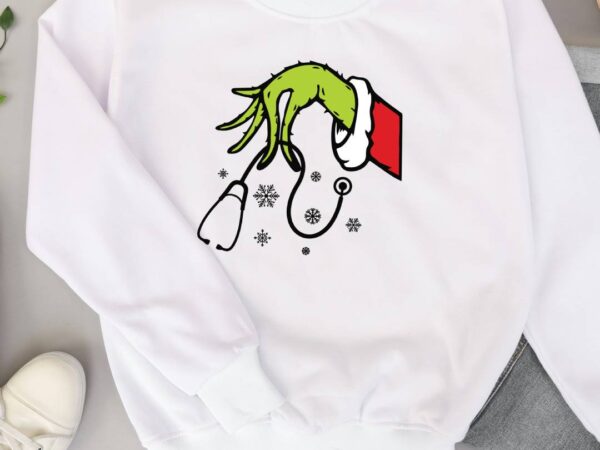 Grinch christmas nurse t shirt design template