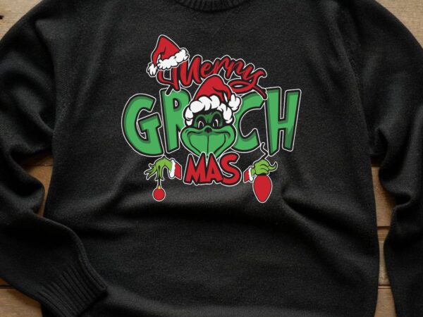 Merry grinch xmas t shirt designs for sale