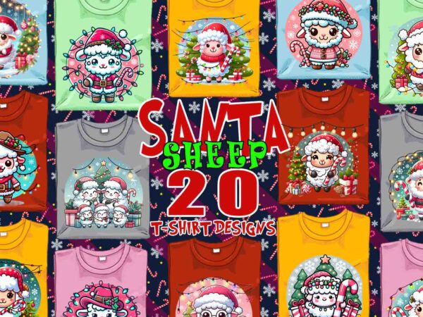 Retro western christmas sheep santa claus 20 t-shirt design bundle