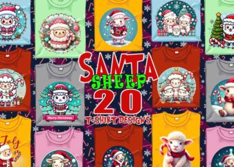 Popular Christmas Sheep Santa Claus t-shirt design bundle of 20 designs – download instantly T-Shirt Bundle