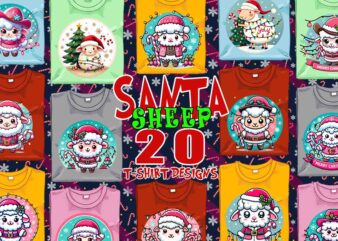 Retro Christmas Sheep Santa Claus t-shirt design bundle