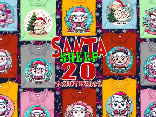 Retro christmas sheep santa claus t-shirt design bundle