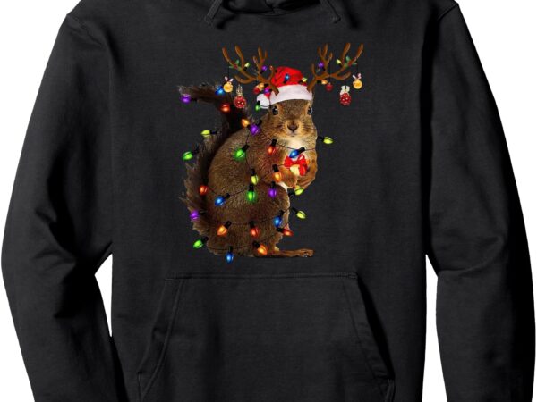 Squirrel christmas lights pullover hoodie t shirt template vector