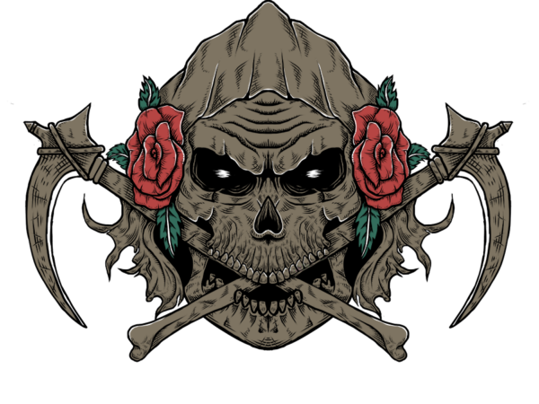 Death flower skull t shirt vector illustration