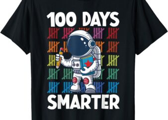 100 Days Smarter Space Astronaut 100th Day School Boys Kids T-Shirt