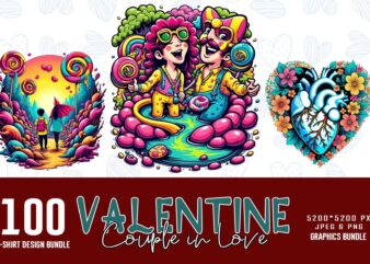 Funny Valentines Day Cute Couple in Love t-shirt design bundle of 100 designs – download instantly Retro Vintage Illustration Mega Bundle