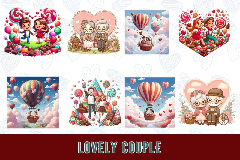 Funny Valentines Day Cute Couple in Love t-shirt design bundle of 100 designs – download instantly Retro Vintage Illustration Mega Bundle