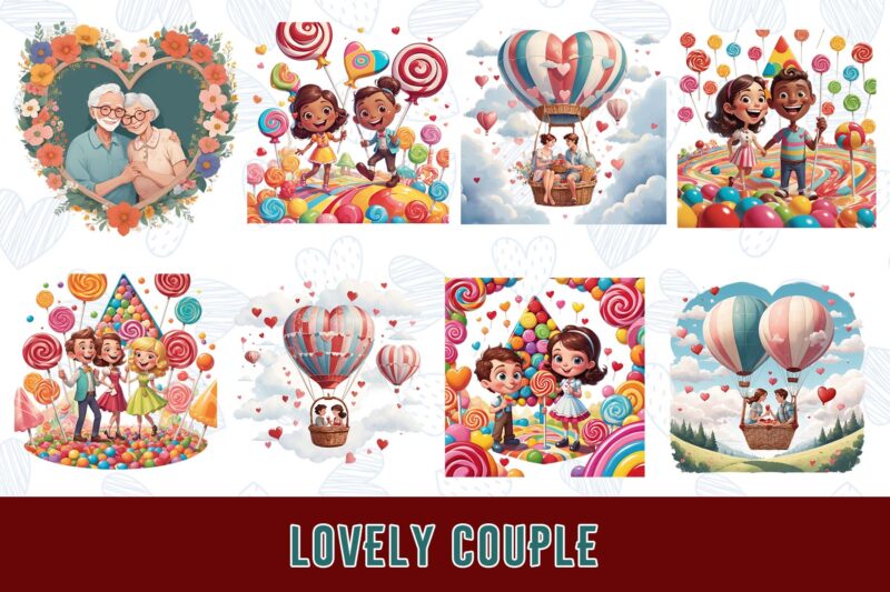 Funny Valentines Day Cute Couple in Love t-shirt design bundle of 100 designs – download instantly Retro Vintage Illustration Mega Bundle