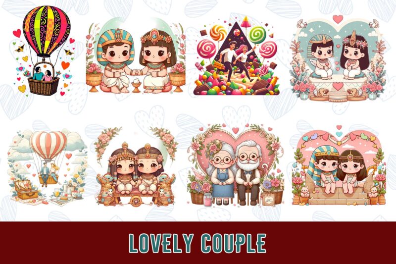 Funny Valentines Day Cute Couple in Love t-shirt design bundle of 100 designs – download instantly Retro Vintage Illustration Mega Bundle