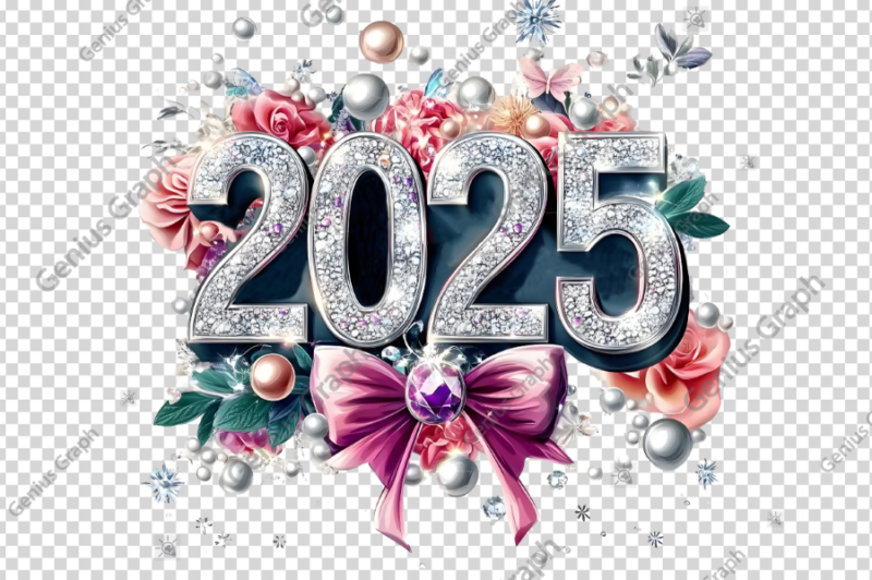 Glamorous 2025 New Year Clipart Bundle, New Year T-Shirt Design