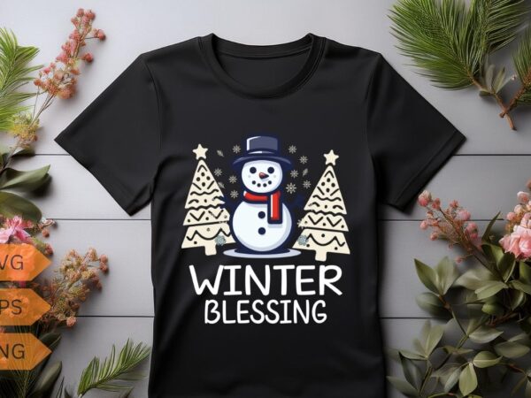 Winter blessing christmas snowman t-shirt design vector, christmas hat, christmas snowman,