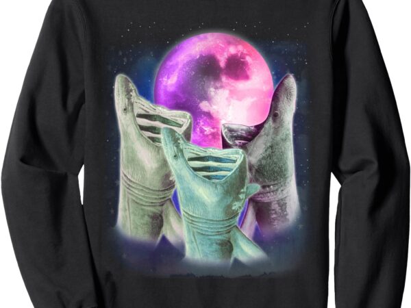 3 basking sharks howling at the moon funny sea shark lover sweatshirt