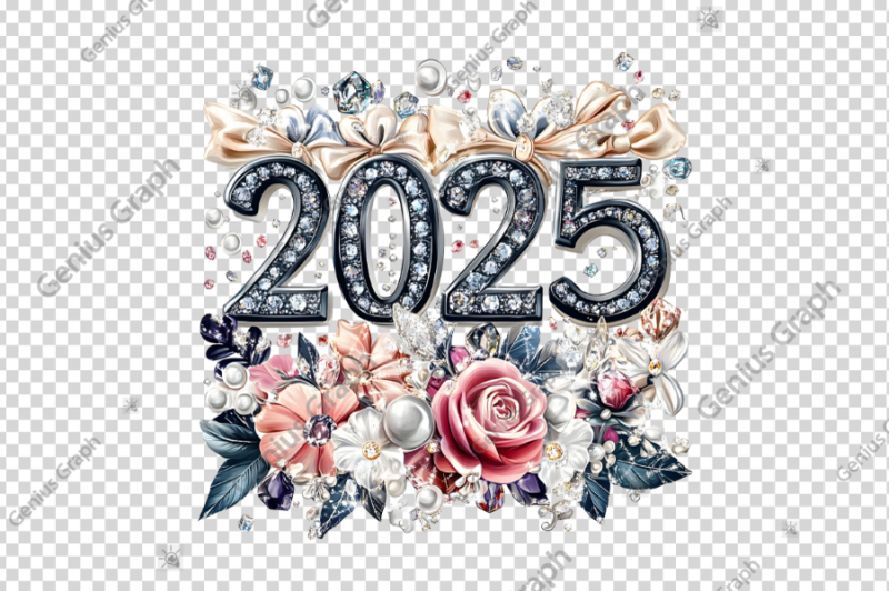 Glamorous 2025 New Year Clipart Bundle, New Year T-Shirt Design