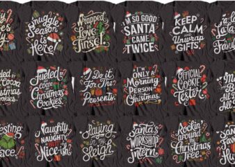 Christmas T-Shirt Design Bundle, Print Ready, Holiday Graphics | Santa-Approved Christmas T-Shirt Bundle, Instant Download, Festive Graphics